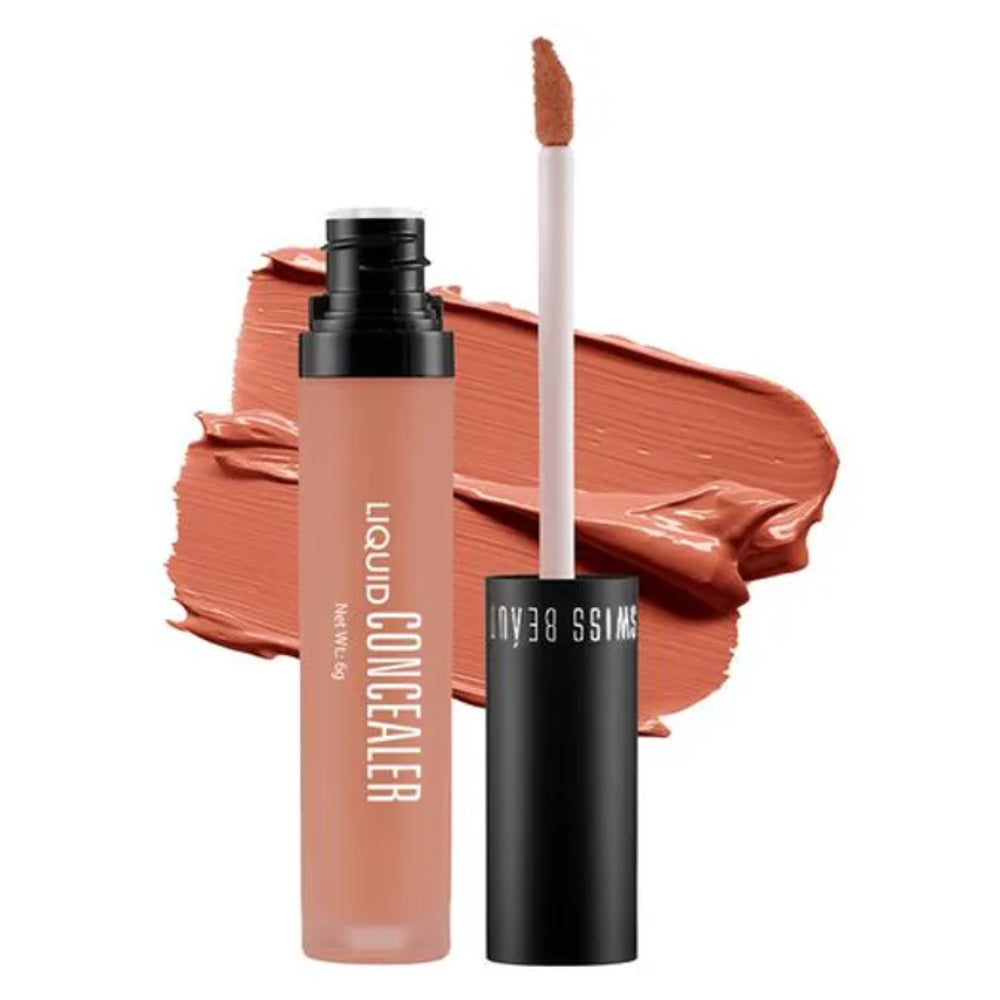 Swiss Beauty Liquid Concealer - Lightweight, Matte Finish, Easy To Blend, 5.6 g Orange