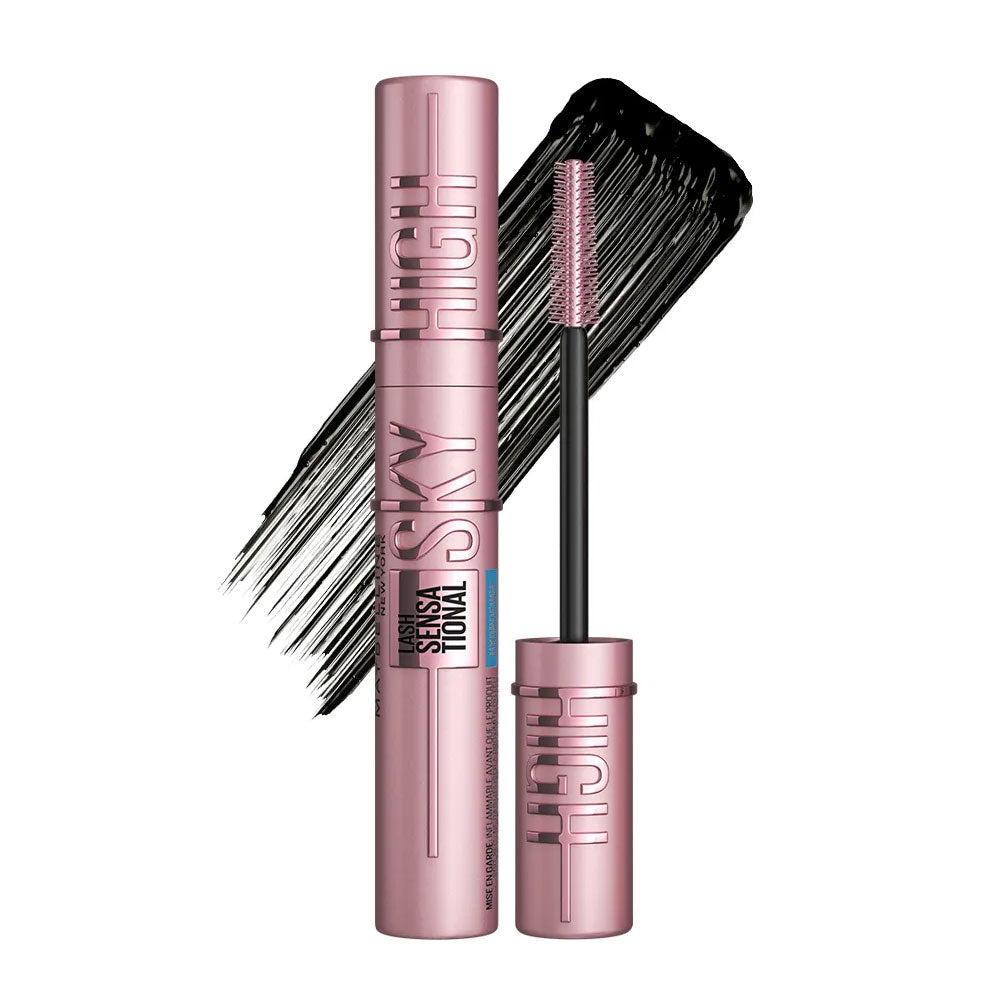 Maybelline New York Lash Sensational Sky High Waterproof Mascara, Lengthening & Volumizing Mascara With Bamboo Exract & Fibres, Very Black (8 ml)