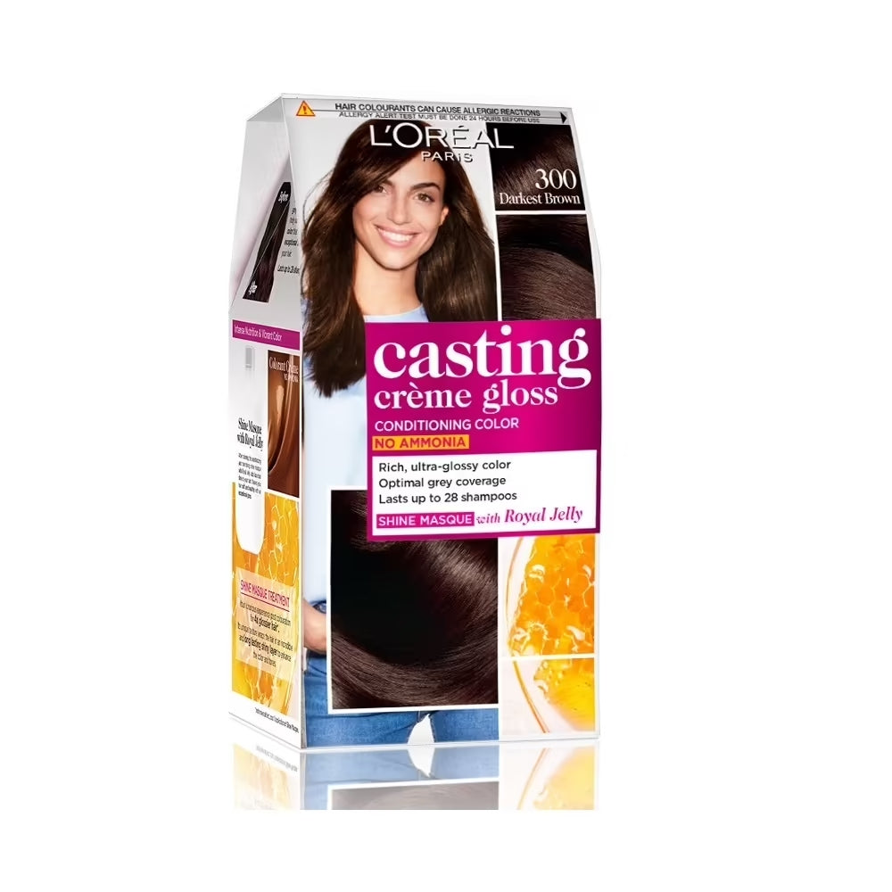 L'Oreal Paris Casting Creme Gloss Hair Color - 300 Darkest Brown (87.5g + 72ml)
