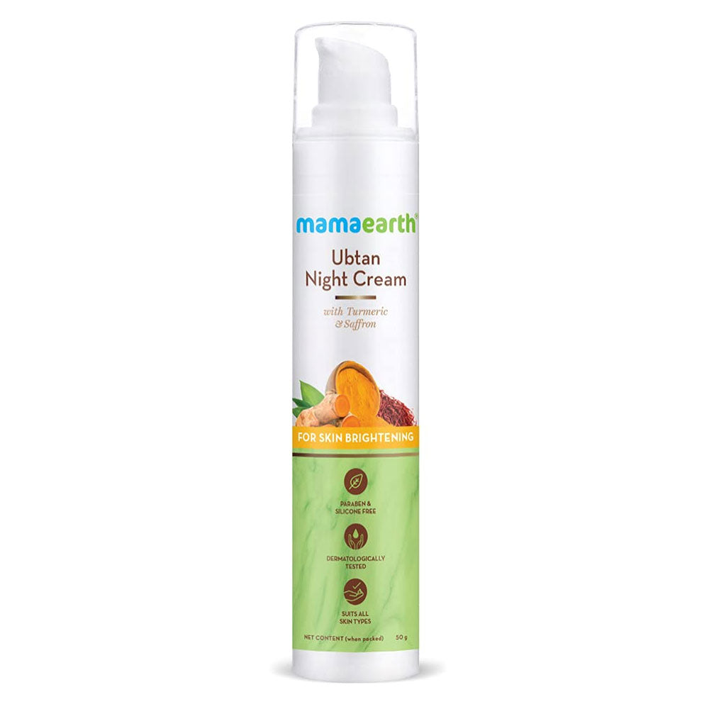 Mamaearth Ubtan Night Cream For Glowing Skin With Turmeric & Saffron For Skin Brightening (50 g)