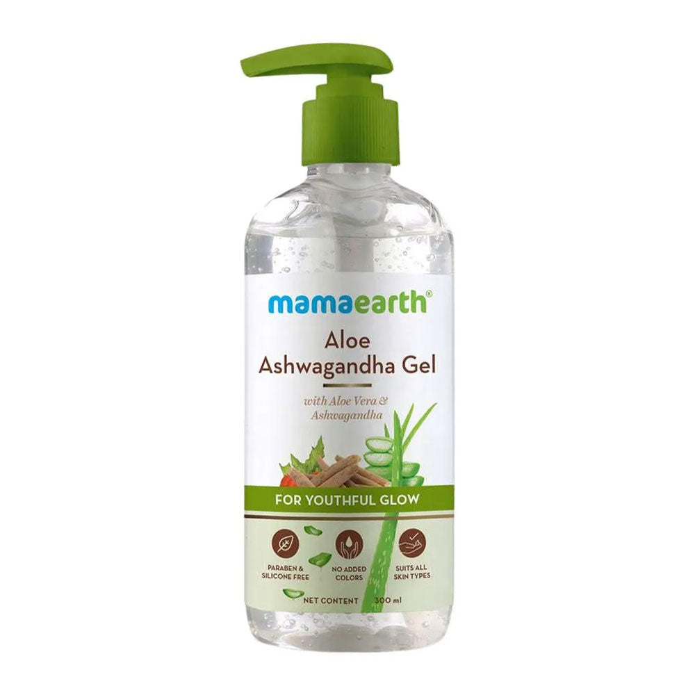 Mamaearth Aloe Ashwagandha Gel - For Youthful Glow, No Added Colours, 300 ml