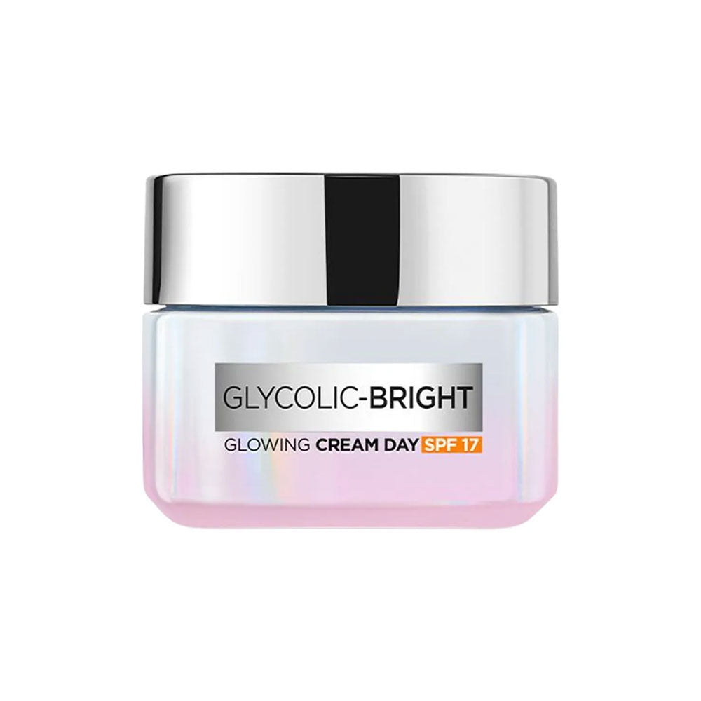 Loreal Paris Glycolic Bright Glowing Day Cream - SPF 17, For Dark Spot Reduction & Even Toned Skin, 15 ml