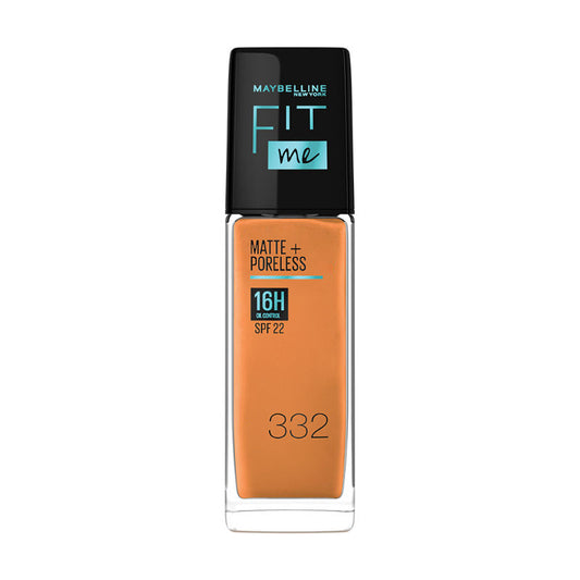 Maybelline New York Fit Me Matte+Poreless Liquid Foundation 16H Oil Control - 332 Golden Caramel (30ml)