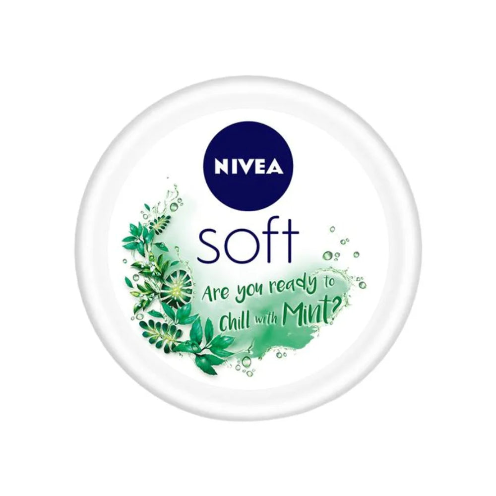 NIVEA Light Moisturizer - Soft Chilled Mint, With Vitamin E & Jojoba Oil, For Face, Hand & Body, Instant Hydration, Non-greasy Cream, 100 ml