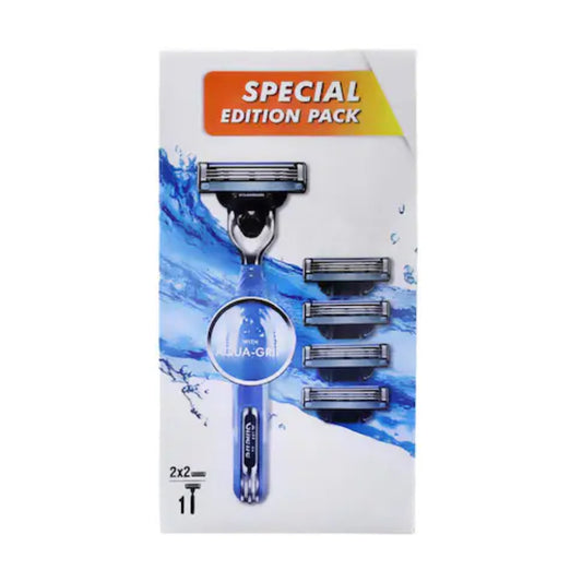 Gillette Special Edition Razor with Aqua Grip (1 Razor + 4 Cartridges)