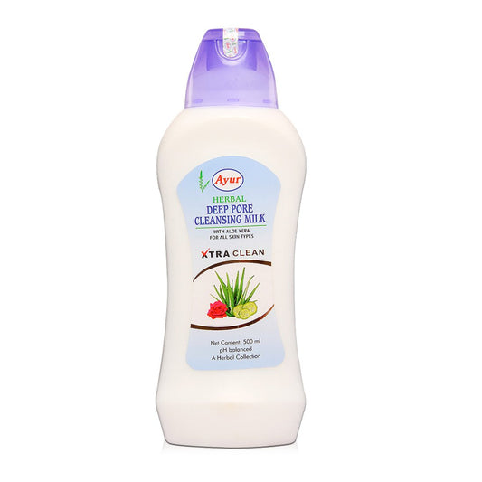 Ayur Herbal Deep Pore Cleaning Milk With Aloe Vera Suitable For All Skin Types 500 ml