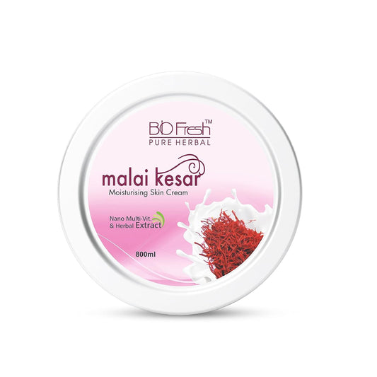 BioFresh Herbal Malai Kesar Body Cream For Smooth Skin For Hydrating And Moisturizing Non-Greasy Cream ( 800ml)