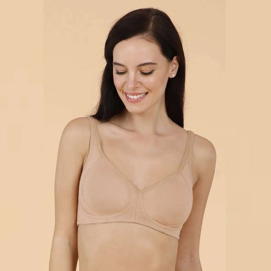 Cool Contour Non-Padded Non-Wired Bra with Aloe Finish - Sandalwood