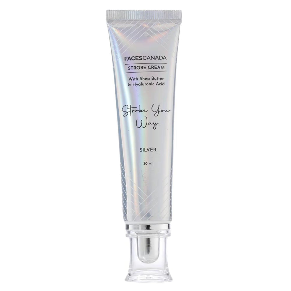 Faces Canada Strobe Cream, Silver - Primer + Highlighter + Moisturizer With Hyaluronic Acid (30ml)