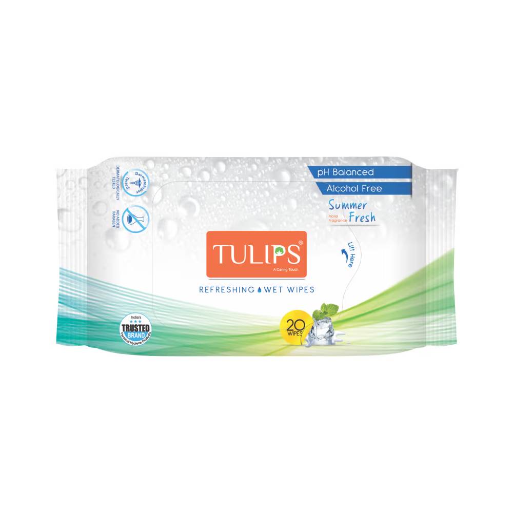 Tulips Refreshing Wet Wipes European Summer Fresh Fragrance (20 Wipes)