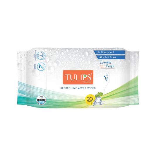 Tulips Refreshing Wet Wipes European Summer Fresh Fragrance (20 Wipes)