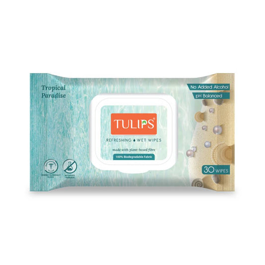 Tulips Refreshing Wet Wipes In Lid Pack - Tropical Paradise (30 wipes)