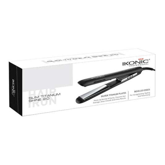 Ikonic Professional Slim Titanium Shine Hair Straightener - (STS) Black 2.0