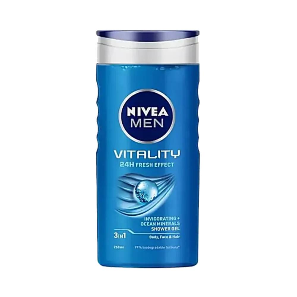 NIVEA Vitality Fresh Shower Gel With Ocean Minerals For Body, Face & Hair, 250 ml