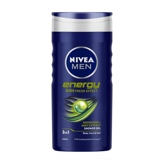 NIVEA Men Body Wash, Energy with Mint Extracts, Shower Gel for Body, Face & Hair (250ml)