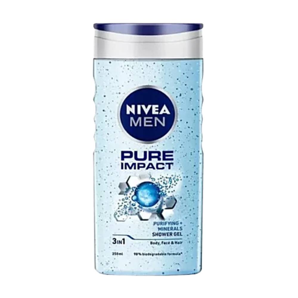 NIVEA Men Pure Impact 3 In 1 Shower Gel, 250 ml