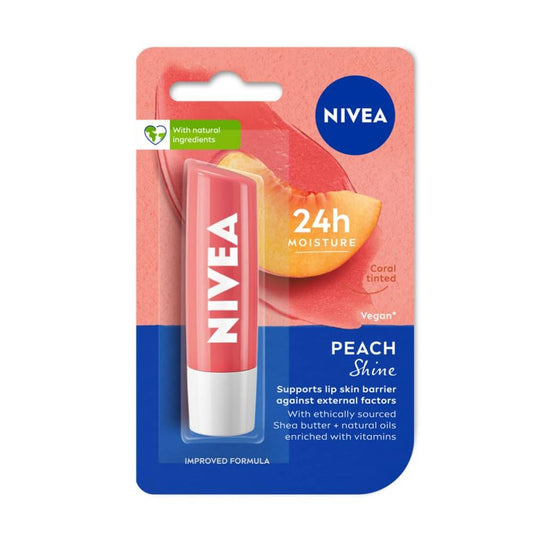 NIVEA Lip Balm, Fruity Peach Shine,4.8 g