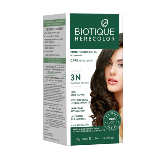 Biotique Herbcolor Hair Color 3N - Darkest Brown (50gm+110ml)