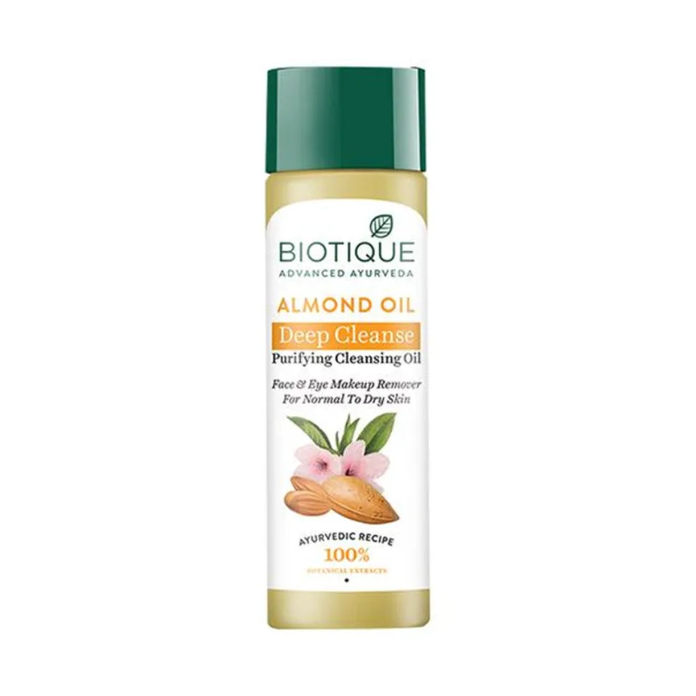 Biotique Deep Cleanse Purifying Cleanser - Almond Oil, Face & Eye Makeup Remover, For Normal To Dry Skin, 120 ml Carton