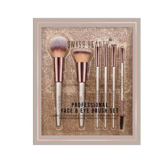 Swiss Beauty Professional Face & Eye Brush Set, 6 pcs
