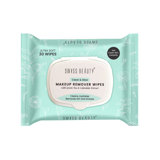 Swiss Beauty Clean & Glow Makeup Remover Wipes With Green Tea & Calendula Extract, 30 pcs