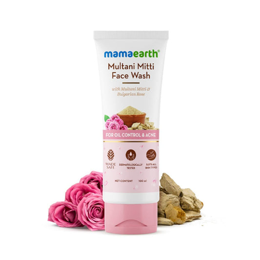 Mamaearth Multani Mitti Face Wash with Multani Mitti & Bulgarian Rose For Oil Control & Acne (100ml)