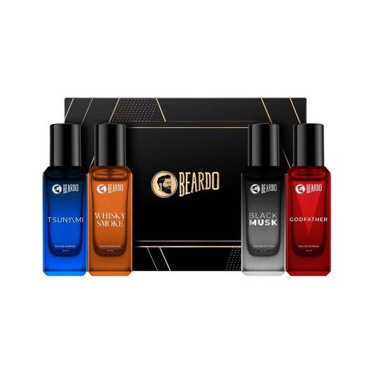 Beardo Assorted Whisky Smoke, Godfather, Tsunami & Black Musk Eau De Parfum for Men Set (4 pcs)