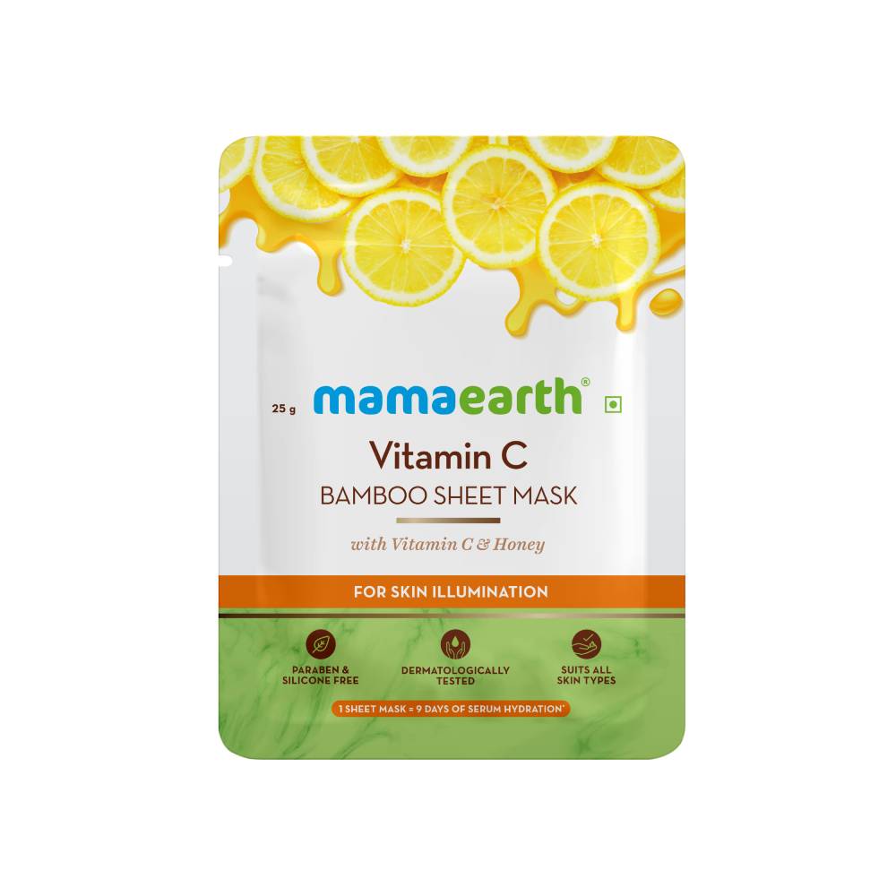 Mamaearth Vitamin C Bamboo Sheet Mask with Vitamin C & Honey for Skin Illumination (25g)