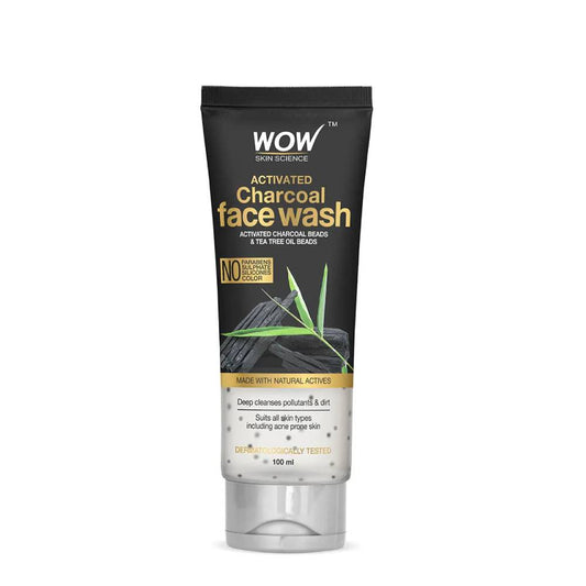 WOW SKIN SCIENCE Activated Charcoal -with Activated Charcoal Beads-No Sulphates & Parabens Face Wash (100 ml)