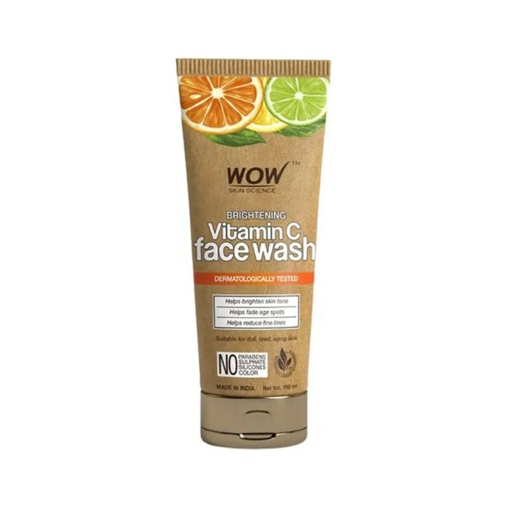 Wow Skin Science Brightening Vitamin C Face Wash - Fades Age Spots & Reduces Fine Lines, Eco Friendly, 100 ml