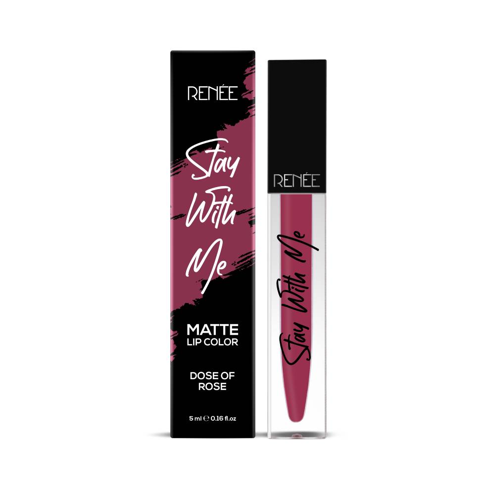 Renee Cosmetics Stay With Me Matte Lip Color- Dose oF Rose, dose of rose, 5 ml