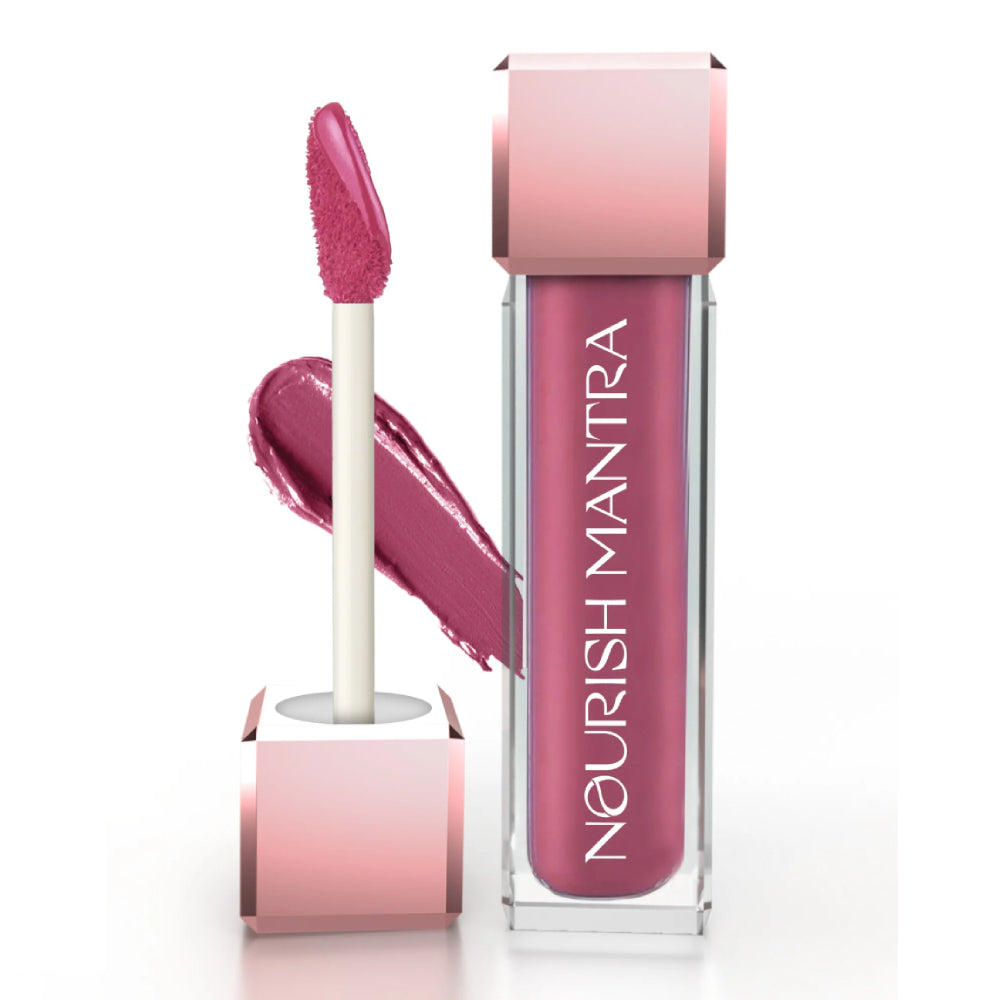 Nourish Mantra Creamy Matte Liquid Lipstick With SPF 15 Jashn-e-Gulaab (Dark Pink) 3.5g