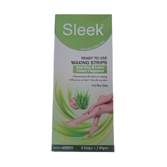 Sleek Aloevera & Lotus Flowers waxing strips For Sensitive Skin (8 Strips + 2 Wipes)