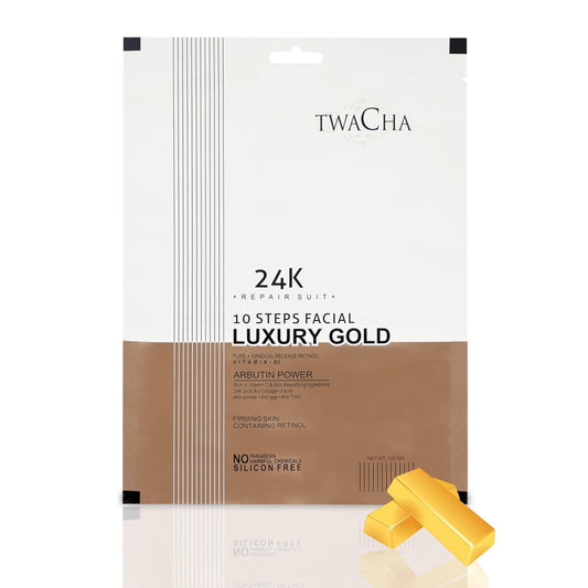 Twacha 24k Luxury Gold Bio Collagen 10 Steps Facial Kit for Bridal Glow & Radiant Skin