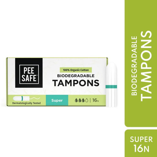 Pee Safe 100% Organic Cotton Super Tampons (16Pcs)