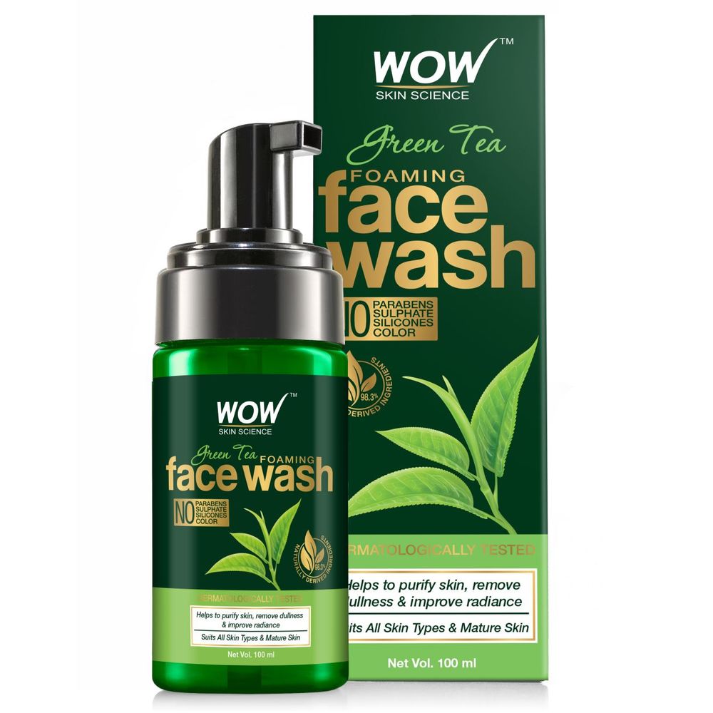 WOW Skin Science Green Tea Foaming Face Wash with Pump (100ml)