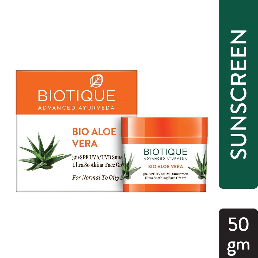 Biotique Bio Aloe Vera SPF 30+ UVA/UVB Sunscreen Ultra Soothing Face Cream (50gm)