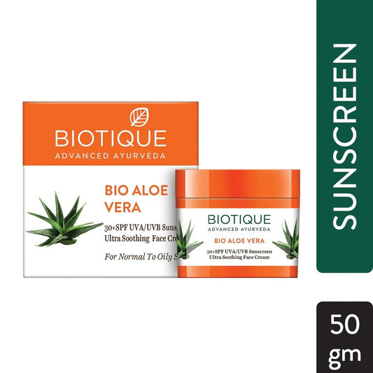 Biotique Bio Aloe Vera SPF 30+ UVA/UVB Sunscreen Ultra Soothing Face Cream (50gm)