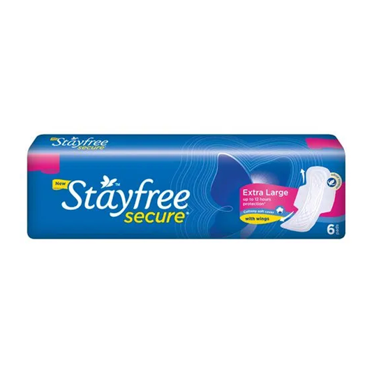 Stayfree Sanitary Pads - Secure Xl Cottony Soft, with Wings, 6 pads