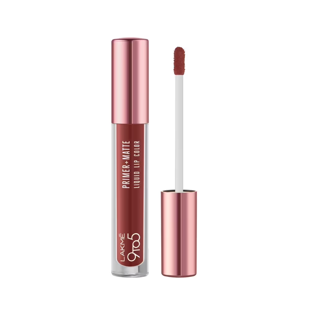 Lakme 9to5 Primer + Matte Liquid Lip Color - MB2 Intense Latte (4.2ml)