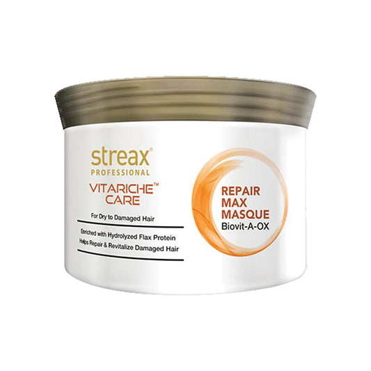 Streax Professional Vitariche Care Repair Max Masque - With Hydrolyzed Flax Protein, For Dry To Damaged Hair, 200 g