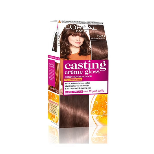 L'Oreal Paris Casting Creme Gloss Hair Color - Medium Brown 500 (87.5gm+72ml)