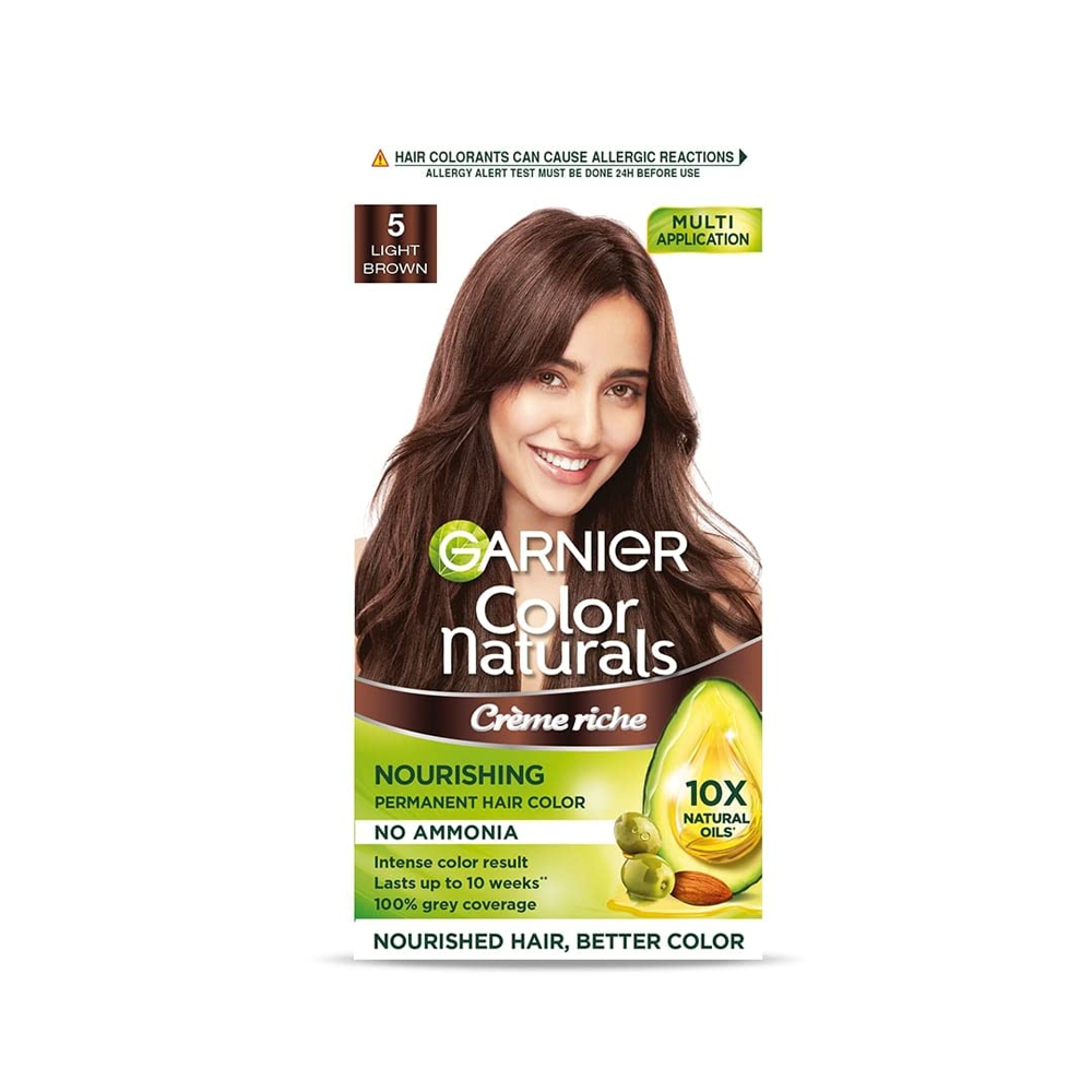 Garnier Color Naturals Creme Hair Color - 5 Light Brown (70ml+60gm)