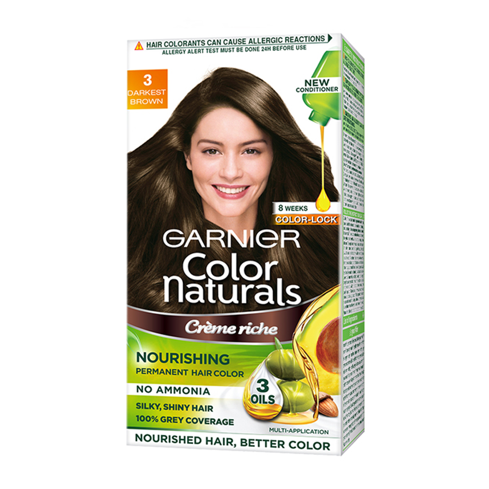 Garnier Color Naturals Creme Riche - 3 Darkest Brown (35 ml + 30 gm)