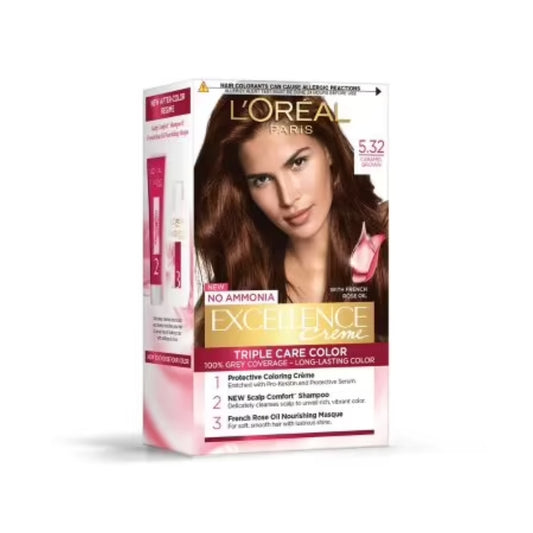 L'Oreal Paris Excellence Creme Triple Care Hair Color - 5.32 Caramel Brown (100gm+72ml)