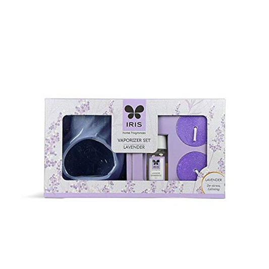 Iris New Lavender Fragrance Ceramic Vapourizer with 5ml Oil and 2 Tealights