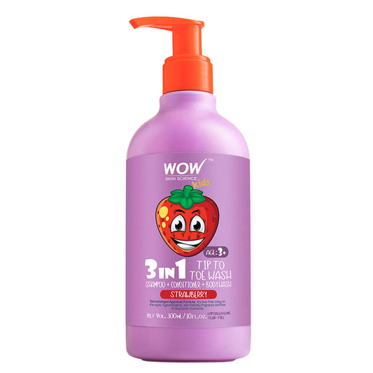 WOW Skin Science Kids Strawberry 3 in 1 Tip to Toe Wash - Shampoo + Conditioner + Body wash (300ml)