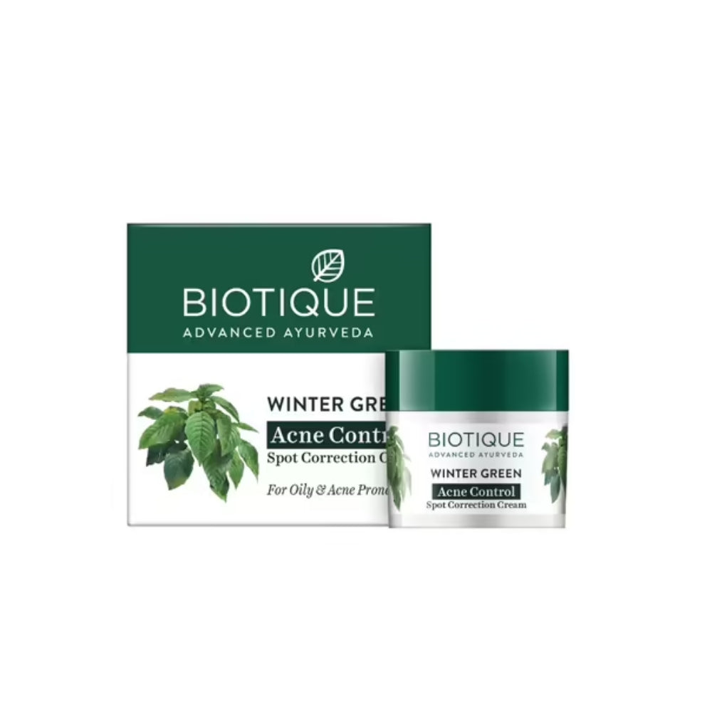 Biotique Bio Winter Green Spot Correcting Anti Acne Cream for Oily & Acne Prone Skin (15gm)