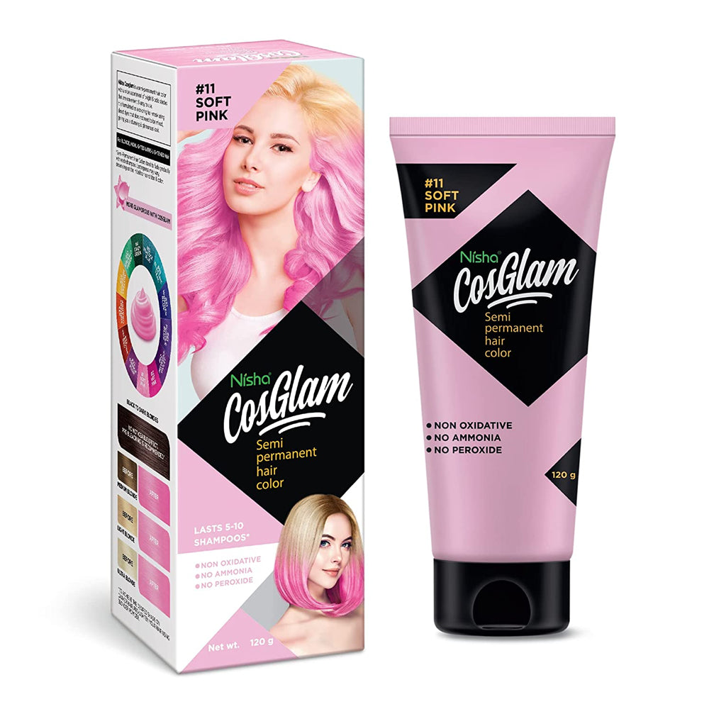 Nisha Cosglam Semi-Permanent Hair Color 11 Soft Pink- 120g