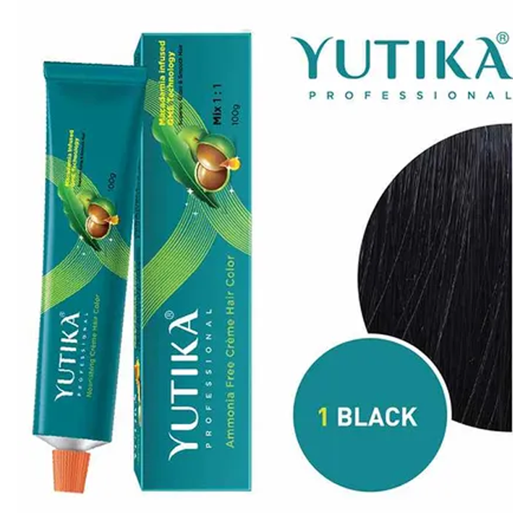 Yutika Professional Hair 1.0 Black Color - 100 gm